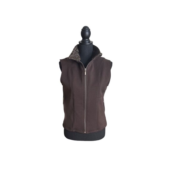 Wooly Bully Wear Women's Brown Fleece Lined Vest With Zip Pockets M - Picture 1 of 10